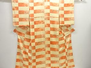 変わり市松に花模様小紋着物